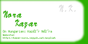 nora kazar business card
